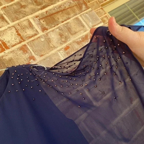 DJ-JAZ Navy Beaded Cape Mother of the Bride Dress - Picture 4 of 8